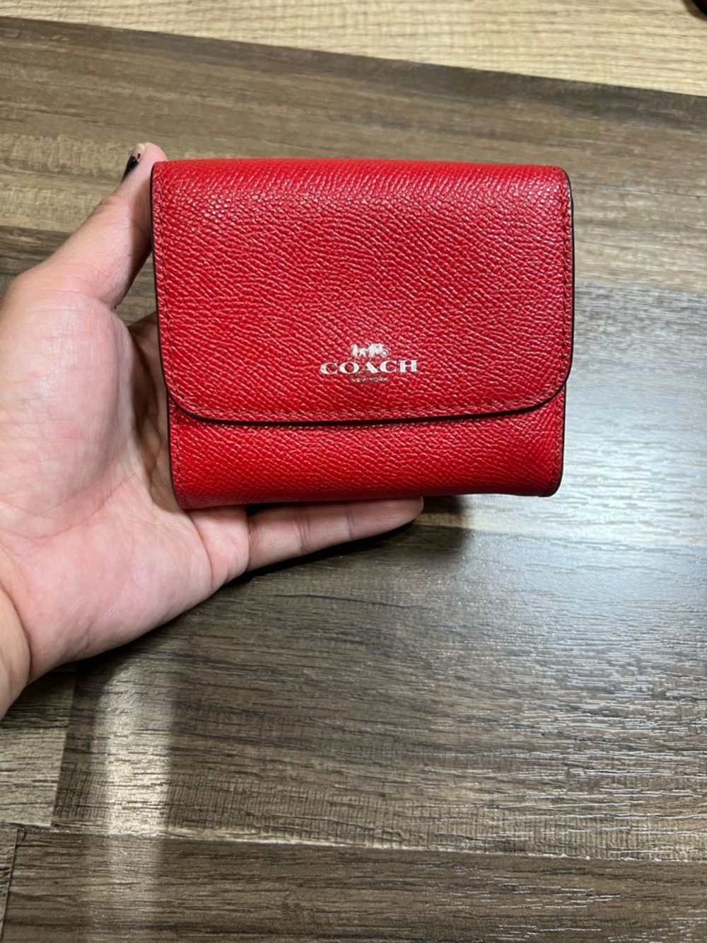 Coach Leather Accordion Red Card Case Micro Wallet